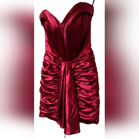 Shireen Red Satin Strapless Dress - Picture 1 of 5